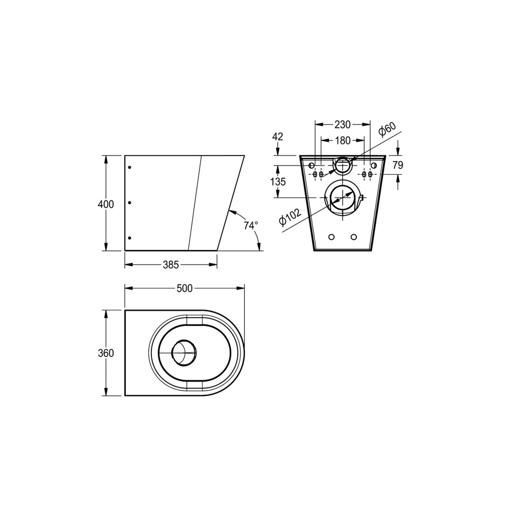 KWC STAINLESS FLOOR MOUNTED WC c/w PRESS-FIT BRACKET gallery detail image