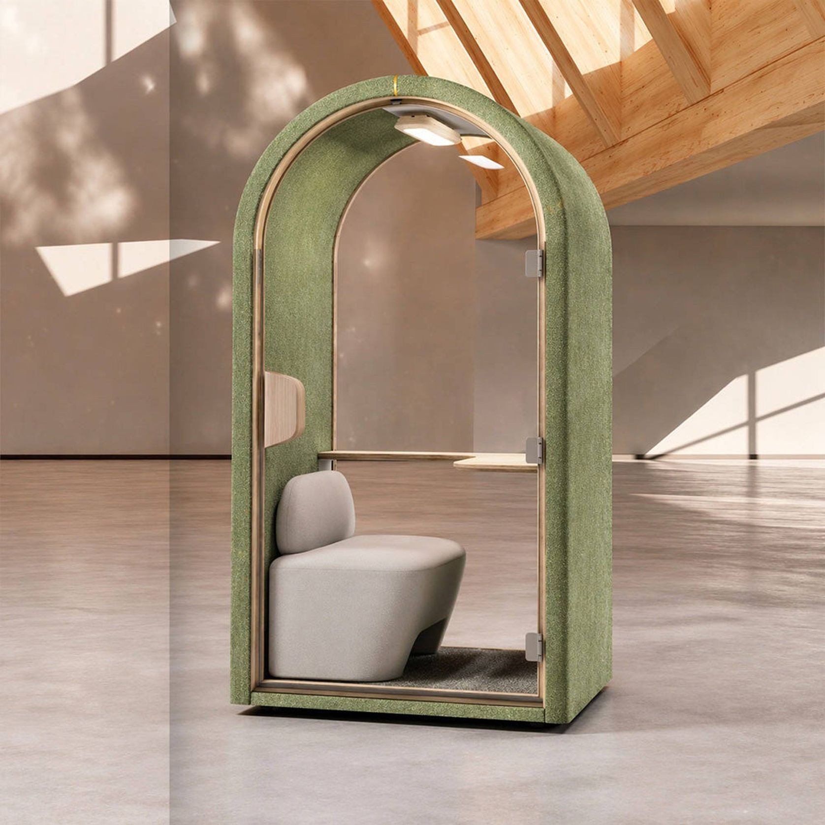 DUKE Single Seater Acoustic Office Silent Booth Pod - Green gallery detail image