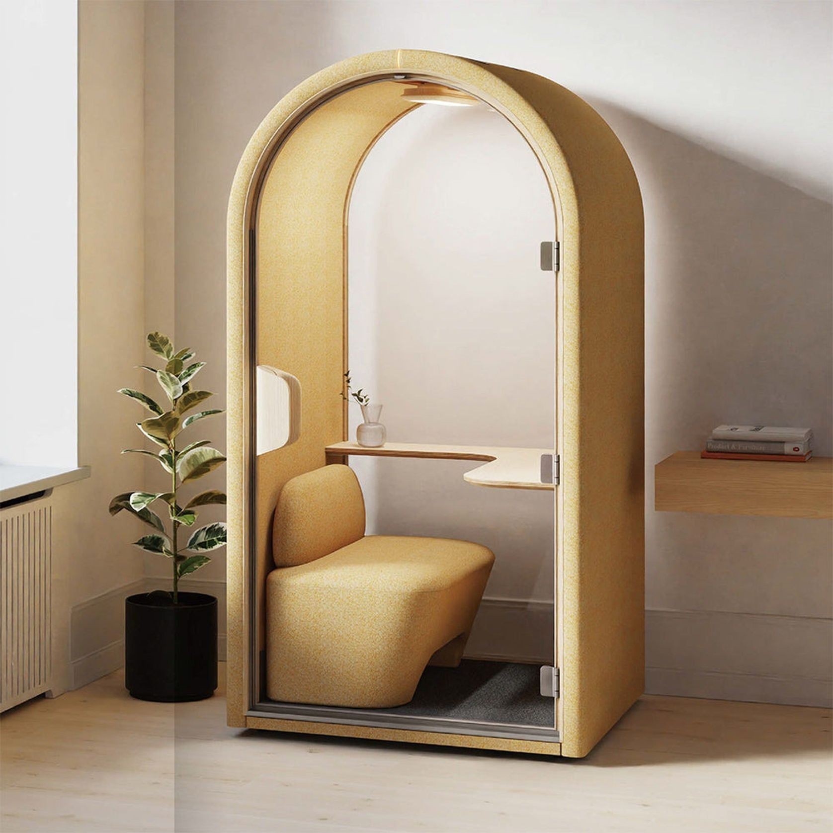 DUKE Single Seater Acoustic Office Silent Booth Pod - Yellow gallery detail image