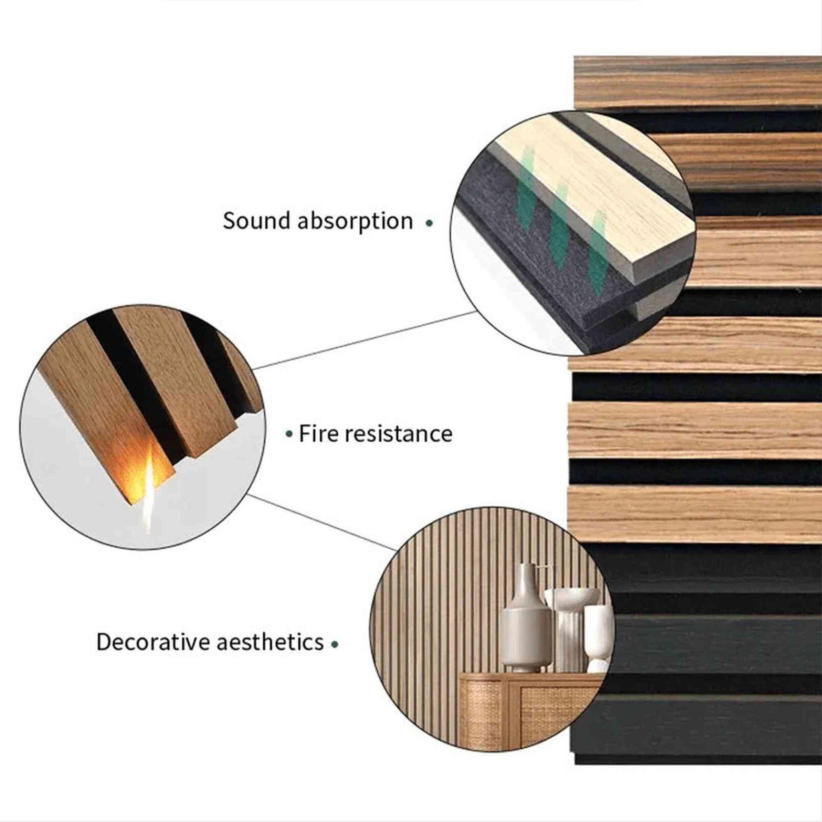 WOODFLEX Flexible Acoustic Wood Slat Wall Panel - Black Coated - 3000mm x 600mm gallery detail image