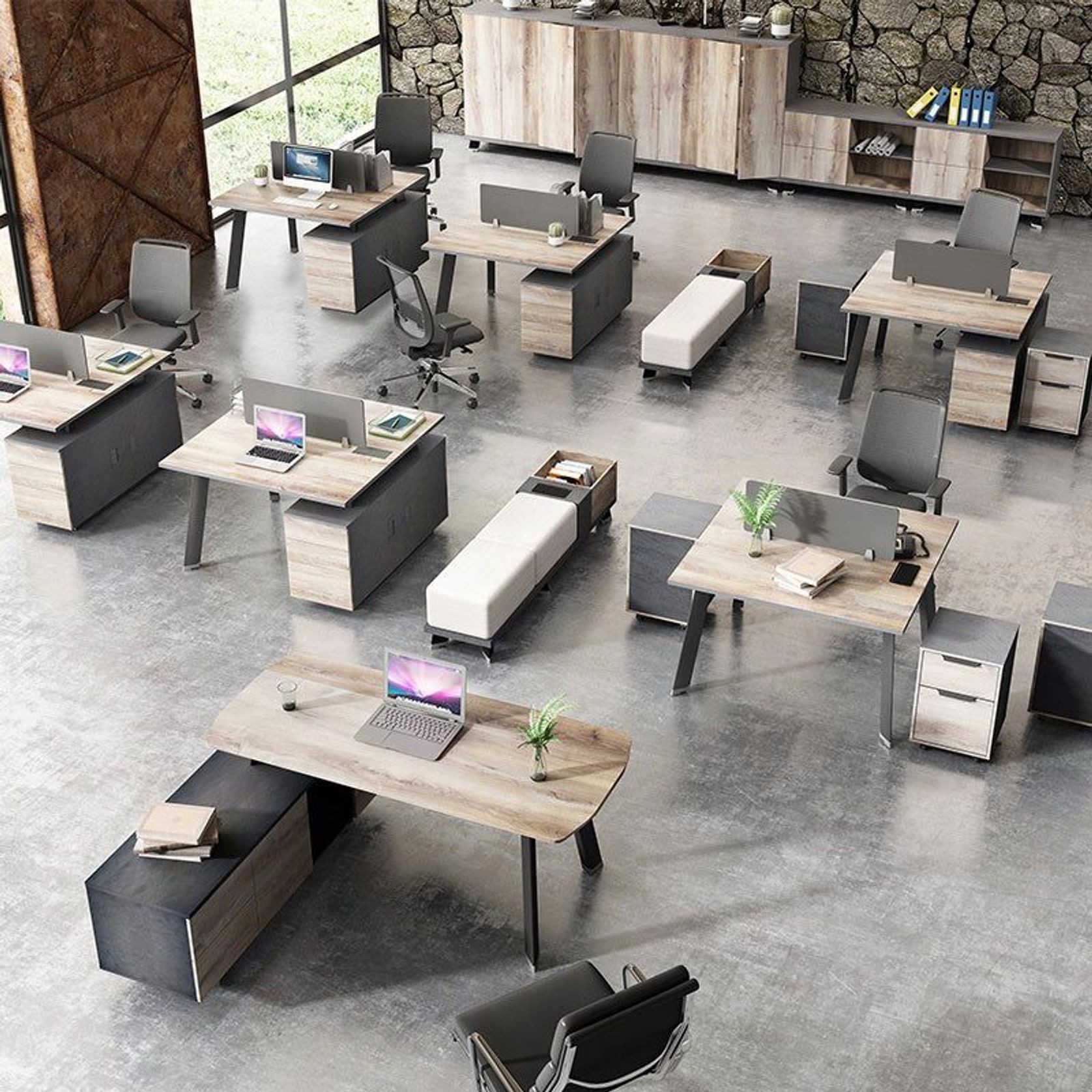 ARTO Executive Office Desk with Reversible Return 1.8M - 2.0M - Warm Oak & Black gallery detail image