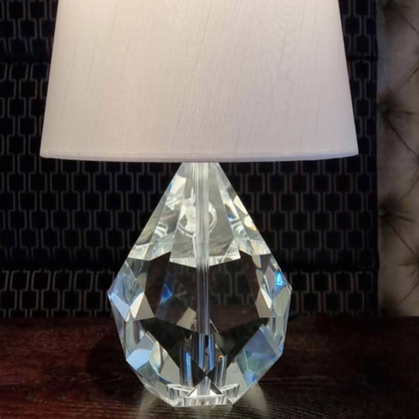 Florence Table Lamp - Crystal With White Shade gallery detail image