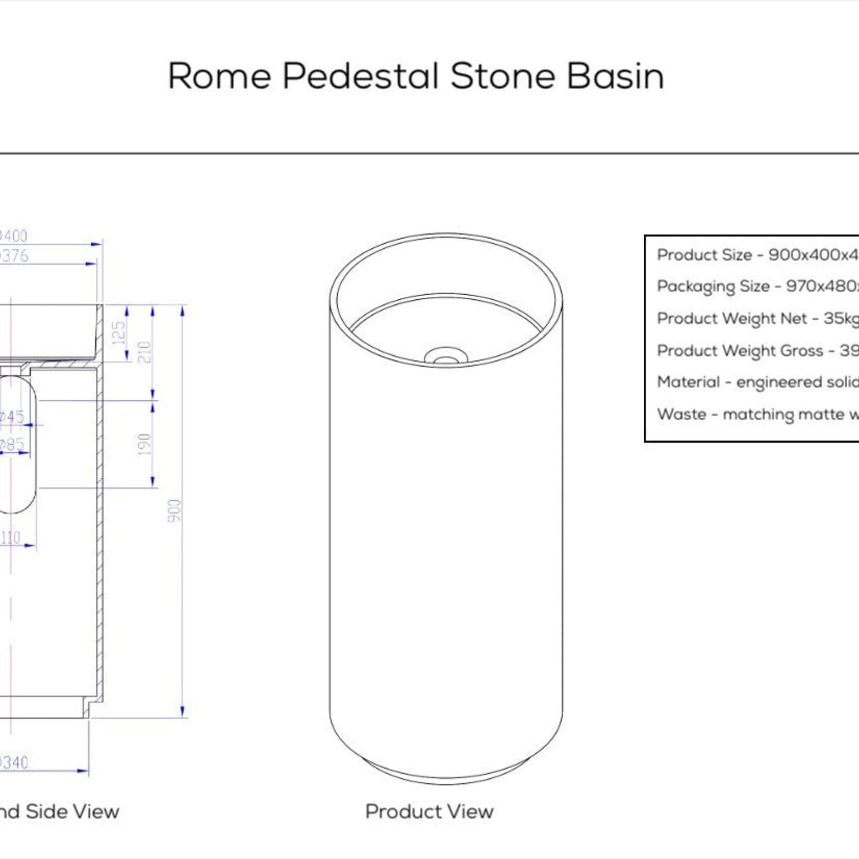 Rome Stone Pedestal Basin gallery detail image