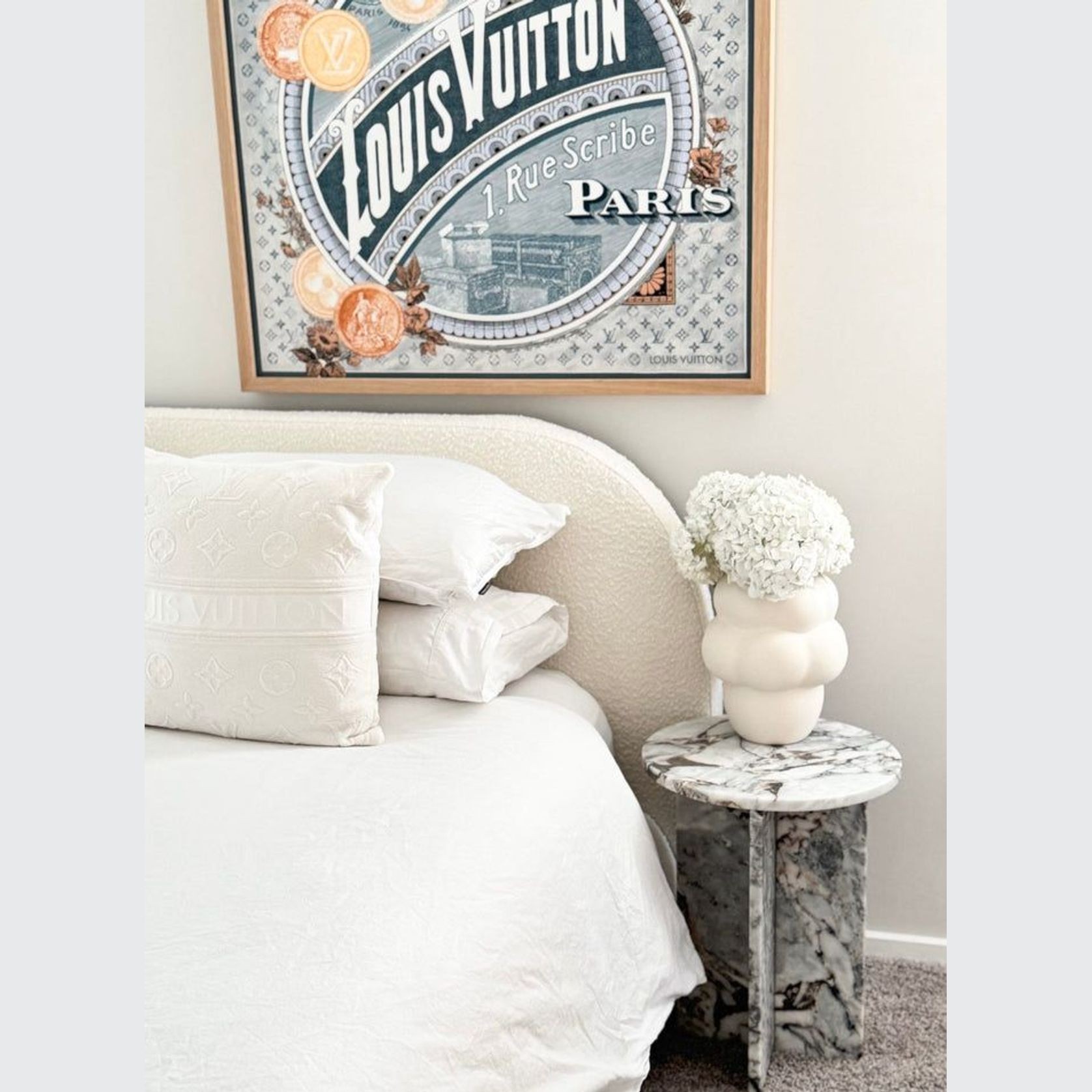 Round Cross Side Table - Milky Blue Marble | Natural Stone Co. gallery detail image