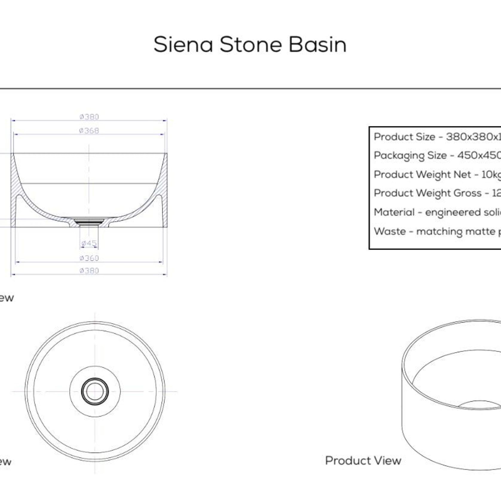 Siena Stone Top Mount Basin gallery detail image