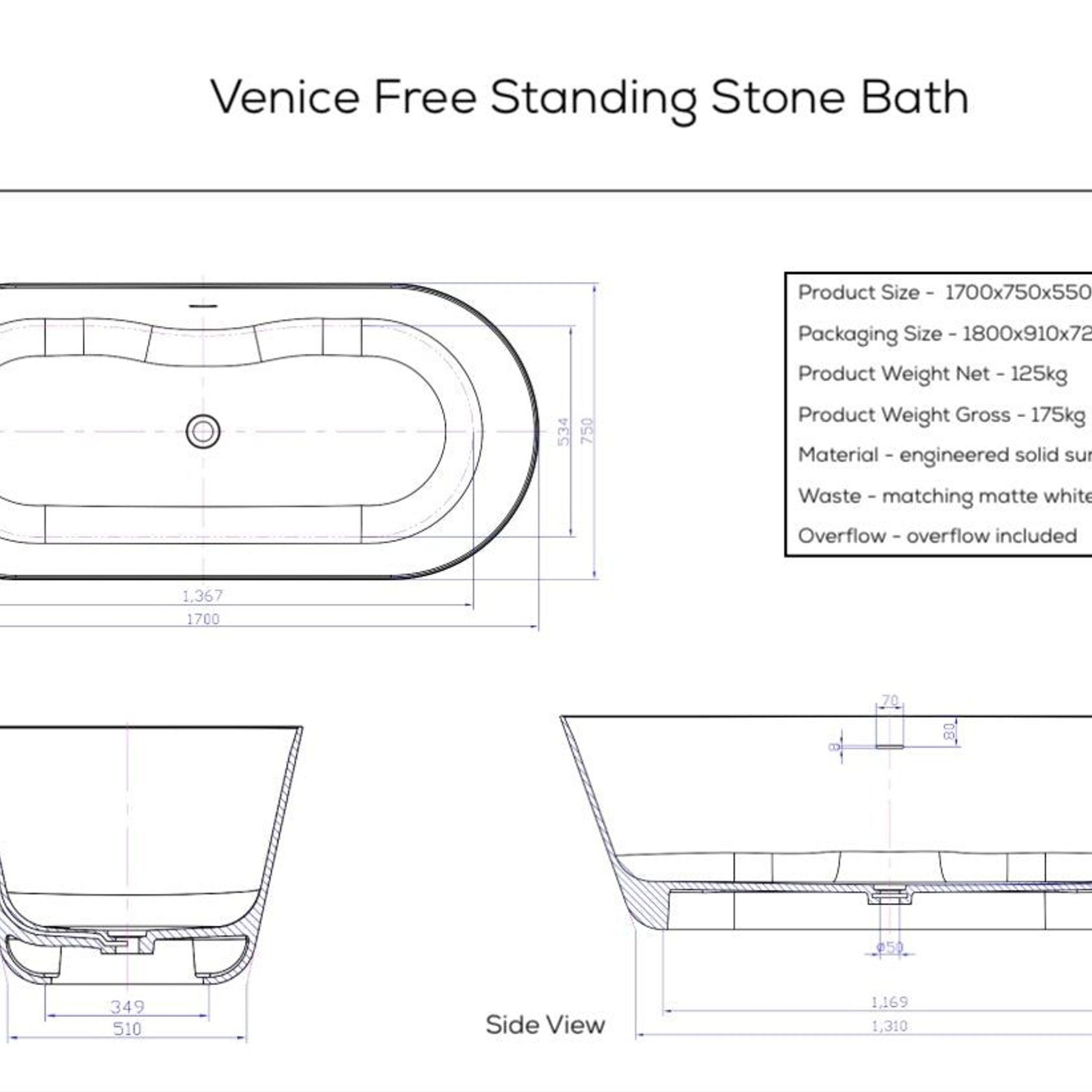 Venice Stone Freestanding Bath gallery detail image