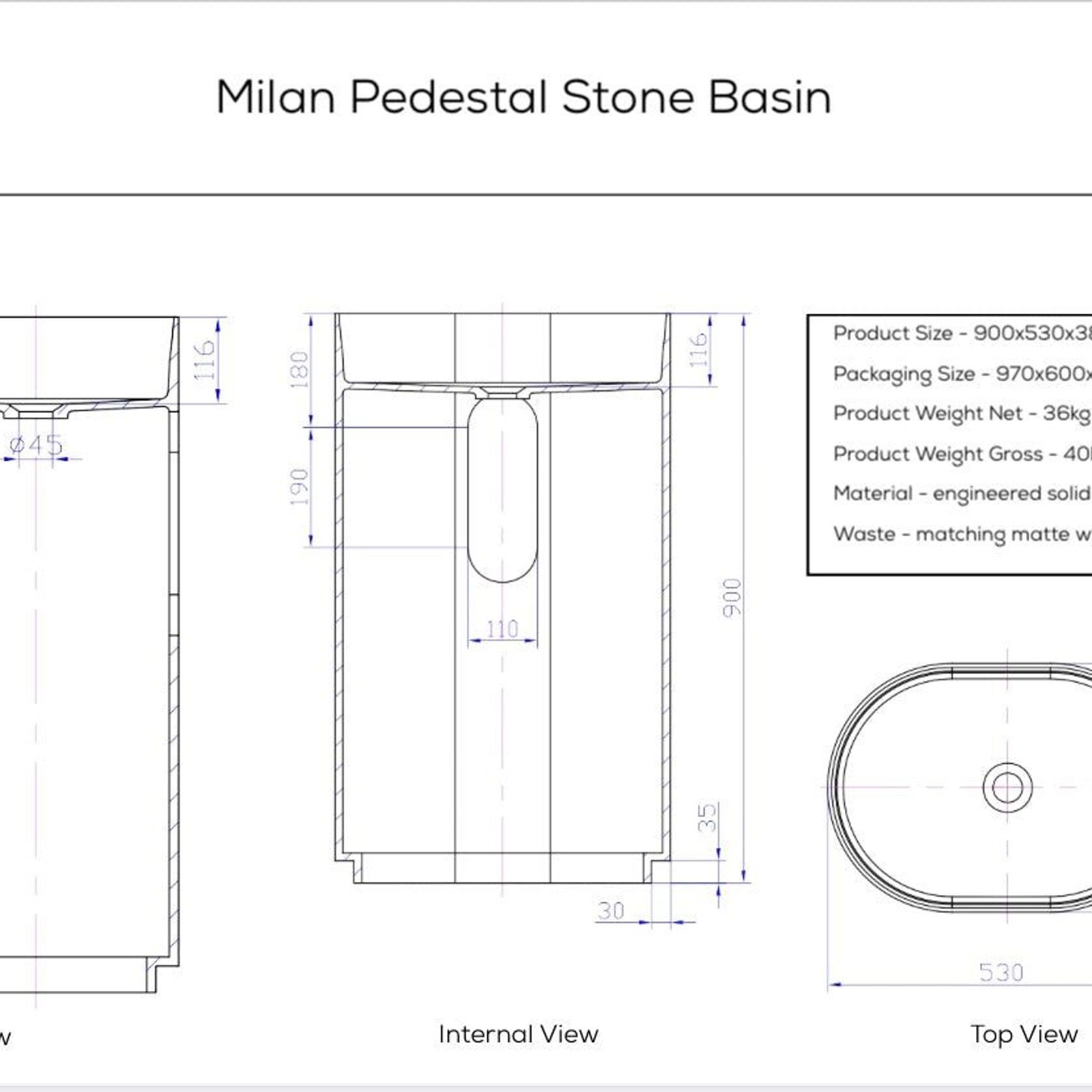 Milan Stone Pedestal Basin gallery detail image