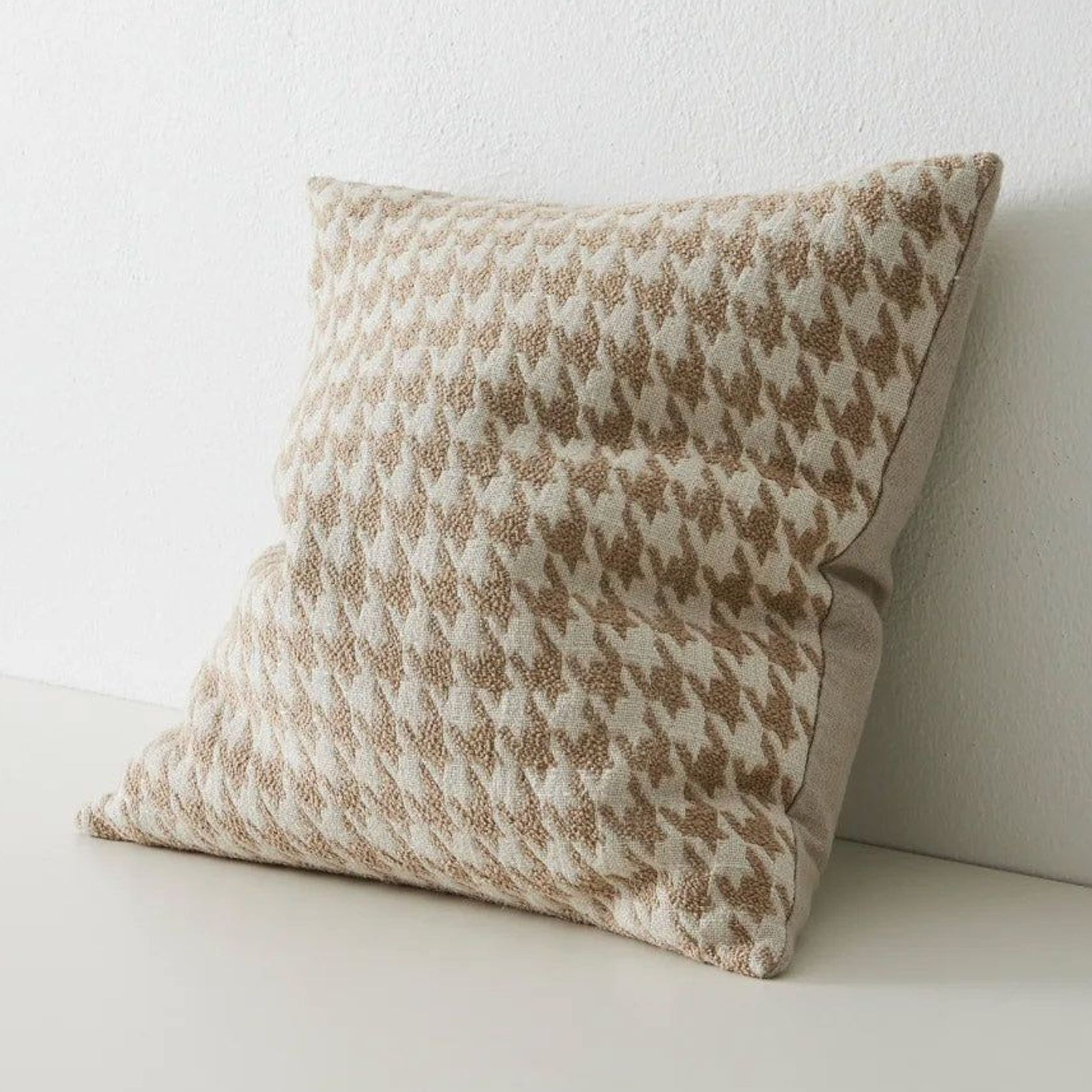 Weave Home Giovanni Cushion - Oatmeal | Bouclé Houndstooth gallery detail image