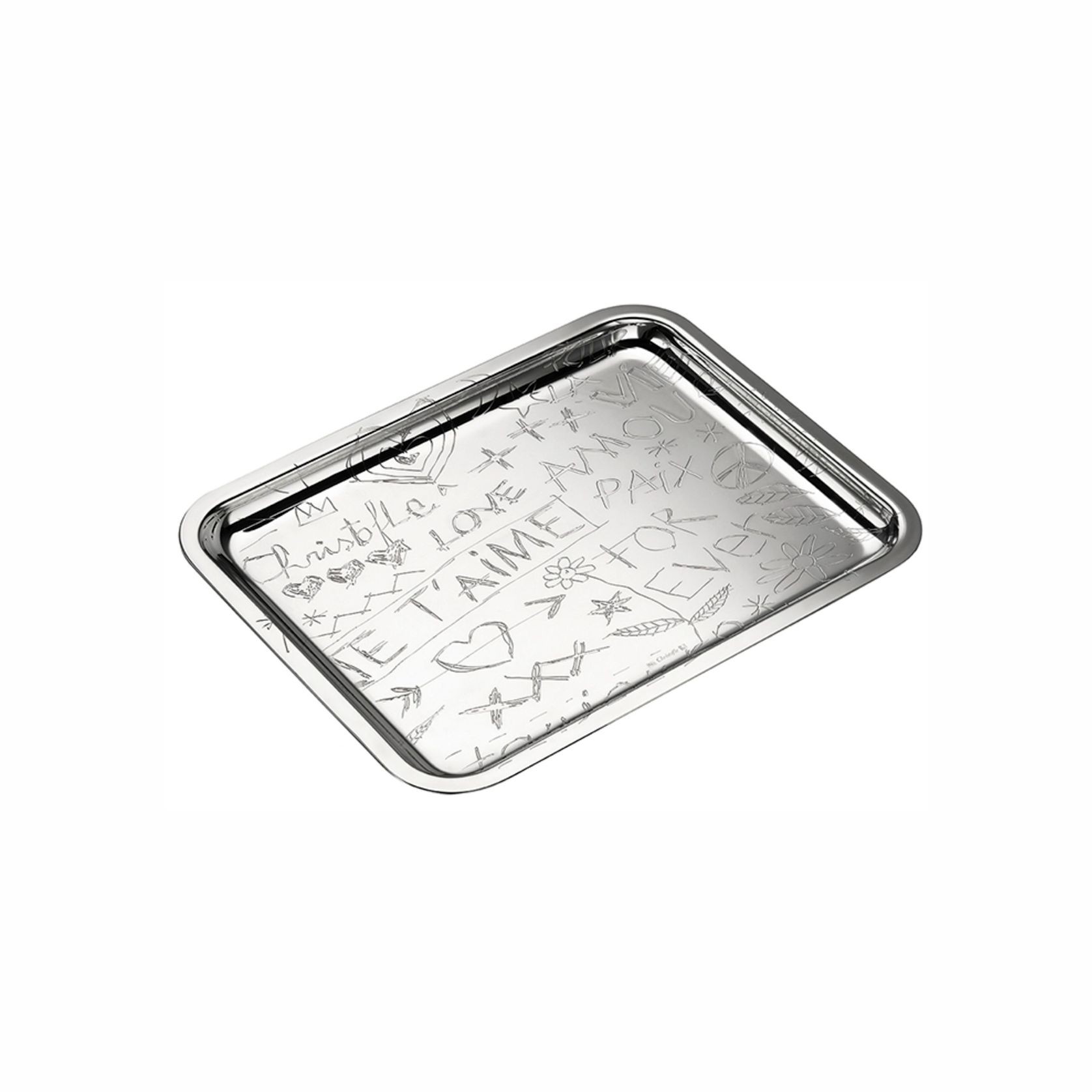 Silver Plated Graffiti Tray 26x20 gallery detail image