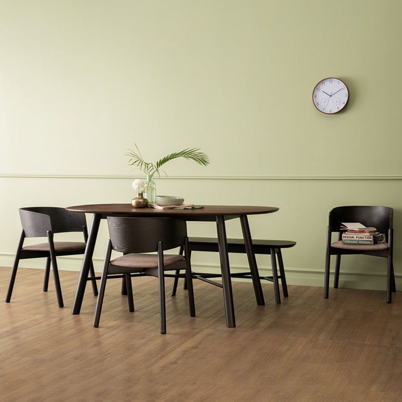 HAROLD Dining Table 160cm - Walnut & Black gallery detail image