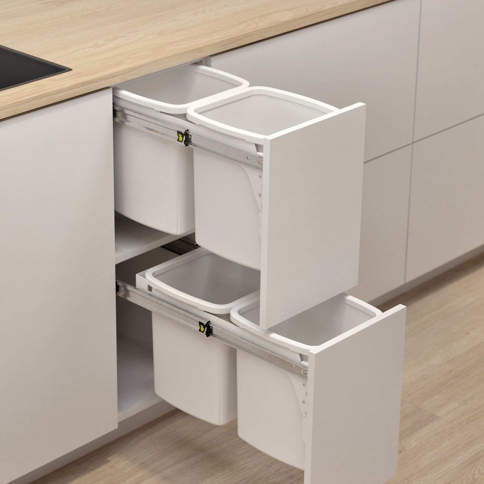 Hideaway Compact Bins 2 x 13L Buckets | Door Pull gallery detail image