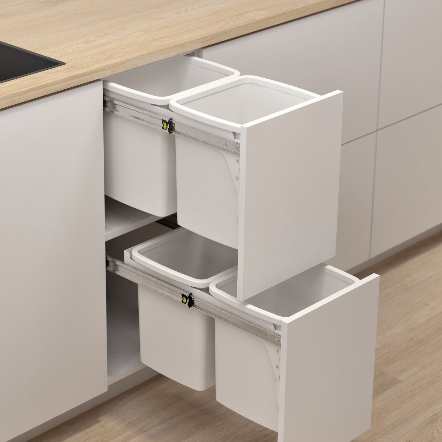 Hideaway Compact 2 x 15L Buckets | Door Pull gallery detail image