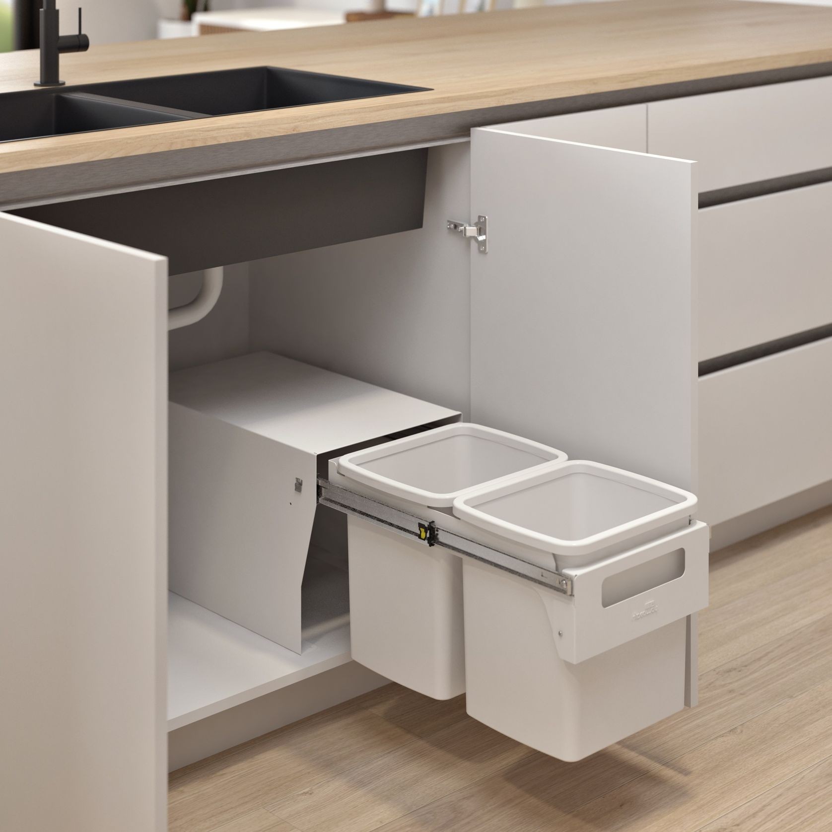 Compact Floor Mount 2 x 15L | Handle Pull | White gallery detail image