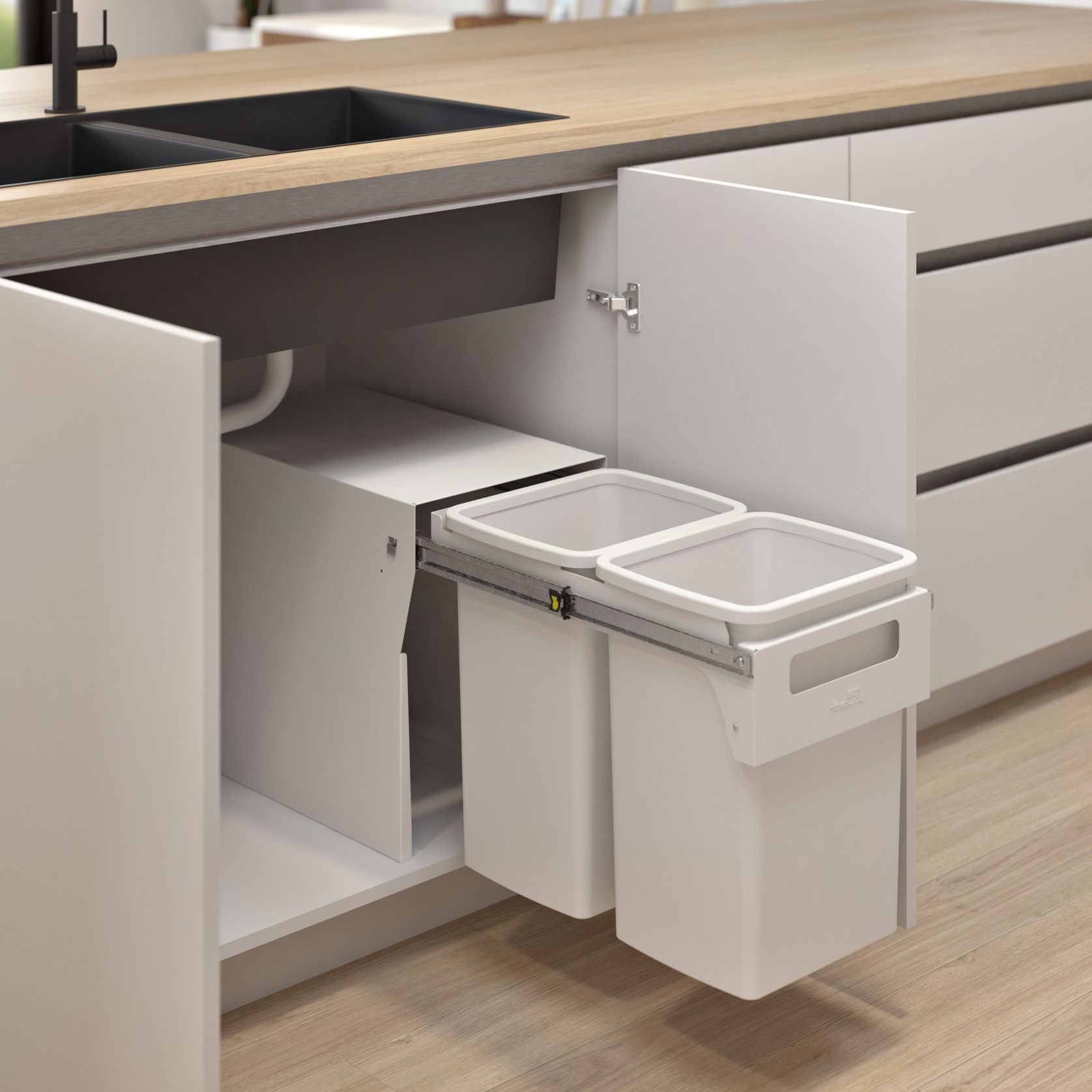 Compact Floor Mount 2 x 20L | Handle Pull | White gallery detail image