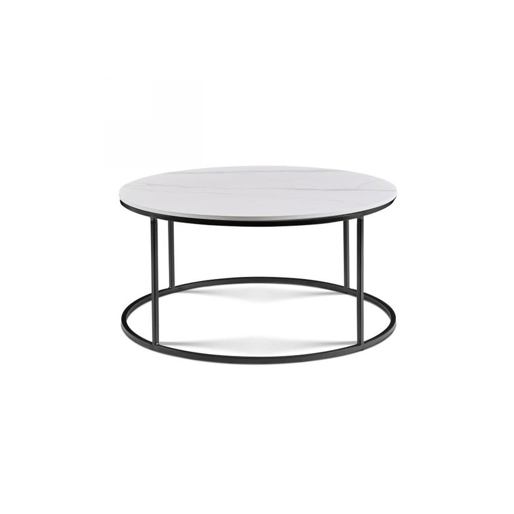 BRANDI Nest of 2 Tables 75/90cm - White Ceramic Marble gallery detail image
