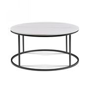 BRANDI Nest of 2 Tables 75/90cm - White Ceramic Marble gallery detail image