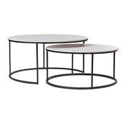 BRANDI Nest of 2 Tables 75/90cm - White Ceramic Marble gallery detail image
