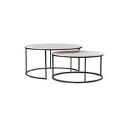 BRANDI Nest of 2 Tables 75/90cm - White Ceramic Marble gallery detail image