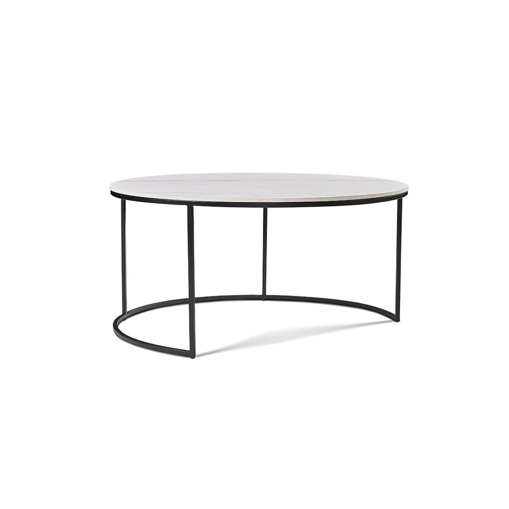BRANDI Nest of 2 Tables 75/90cm - White Ceramic Marble gallery detail image
