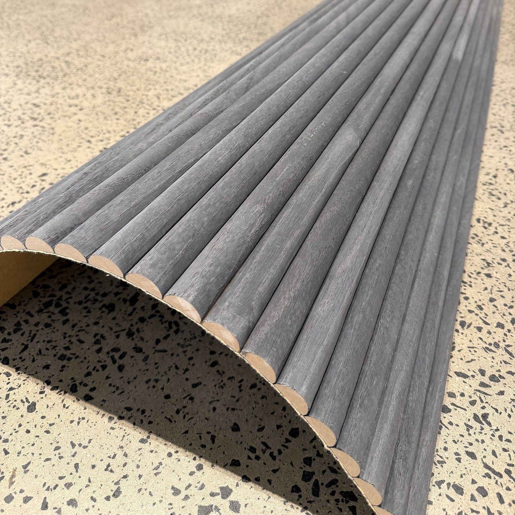WOODFLEX Flexible Wooden Slat Wall Panel - Black - 2700mm x 600mm - Half Round 27mm gallery detail image