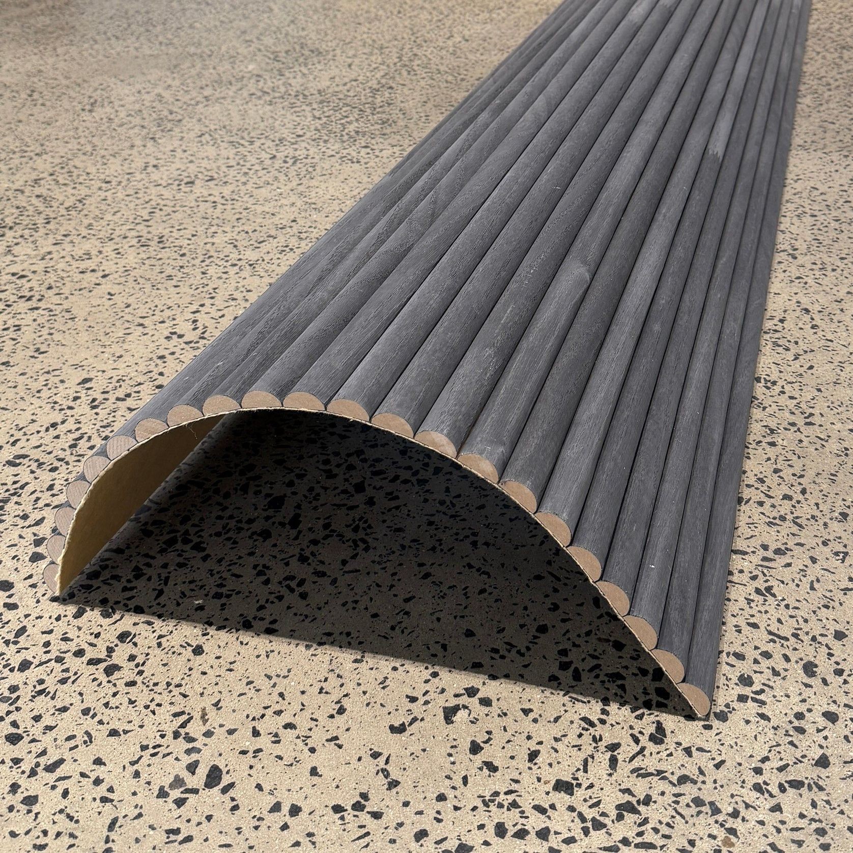 WOODFLEX Flexible Wooden Slat Wall Panel - Black - 2700mm x 600mm - Half Round 27mm gallery detail image
