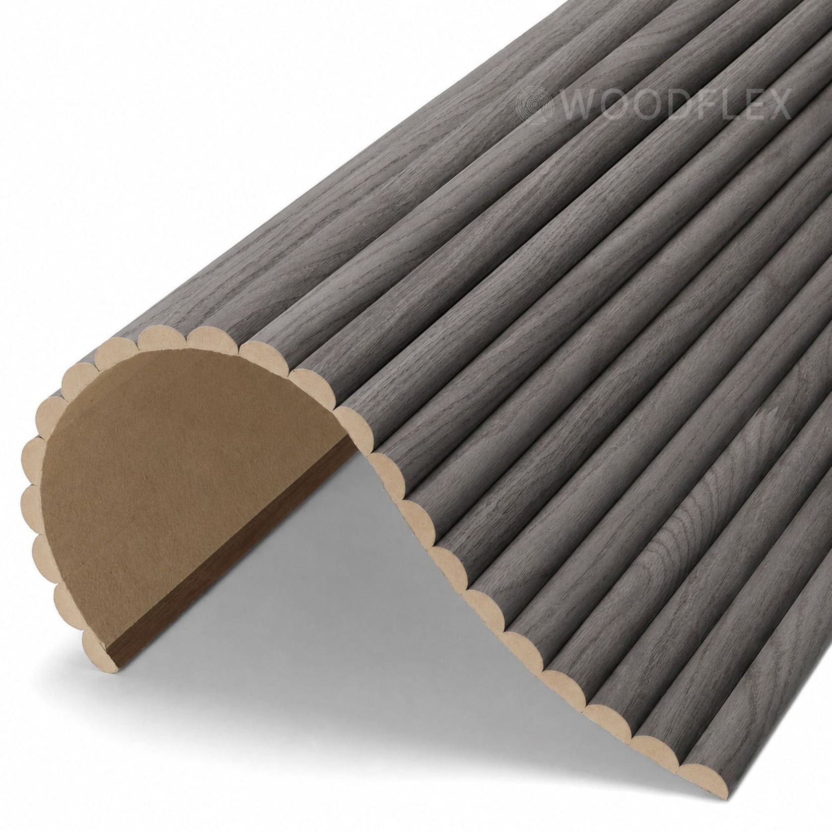 WOODFLEX Flexible Wooden Slat Wall Panel - Black - 2700mm x 600mm - Half Round 27mm gallery detail image