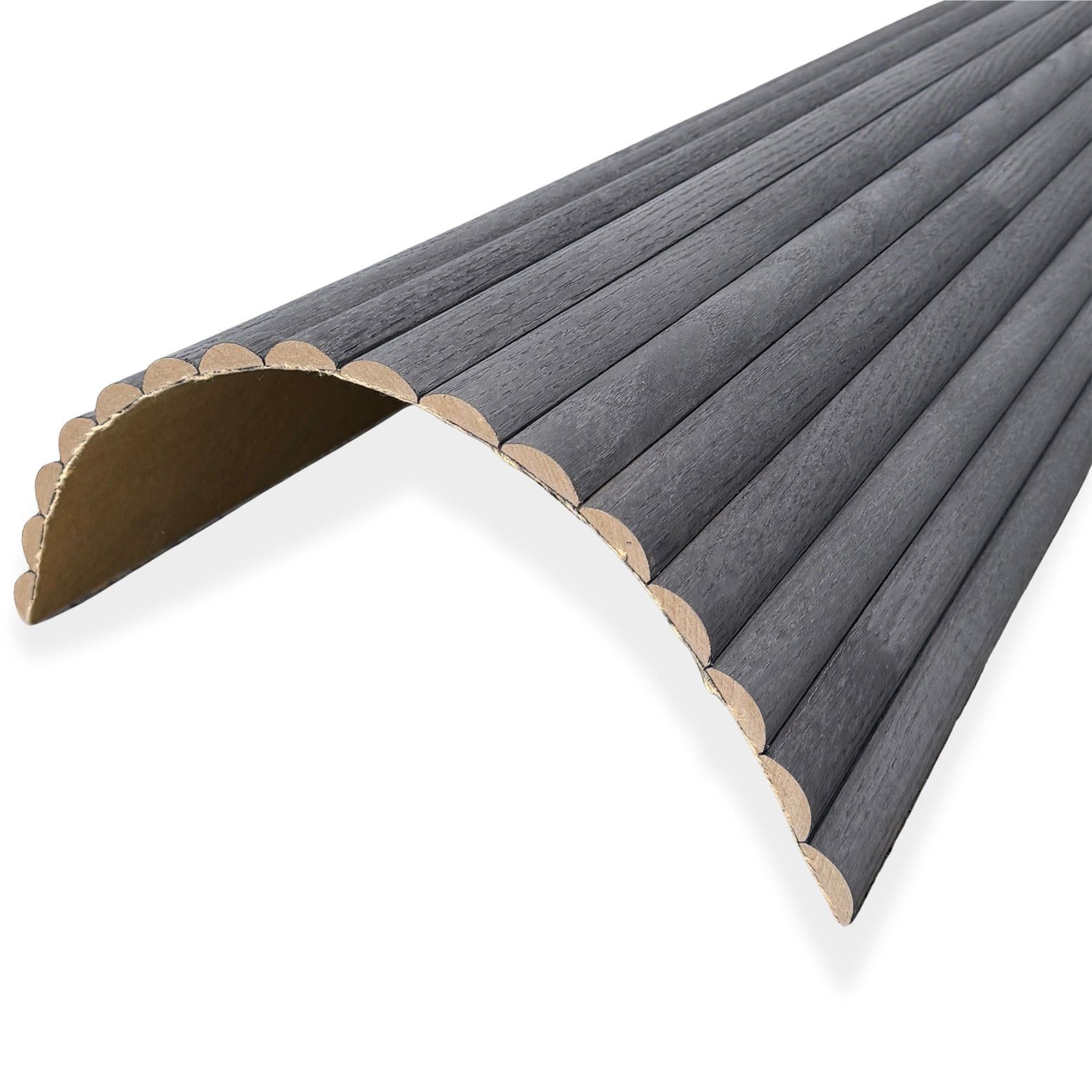 WOODFLEX Flexible Wooden Slat Wall Panel - Black Oak - 2700mm x 600mm - Half Round 37mm gallery detail image