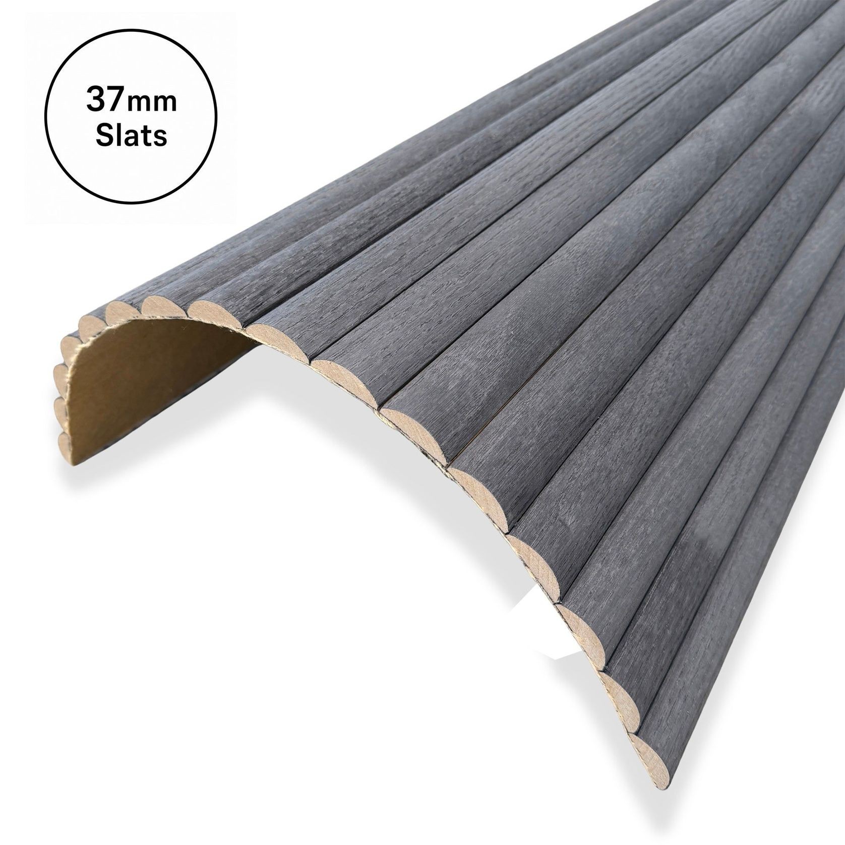 WOODFLEX Flexible Wooden Slat Wall Panel - Black Oak - 2700mm x 600mm - Half Round 37mm gallery detail image