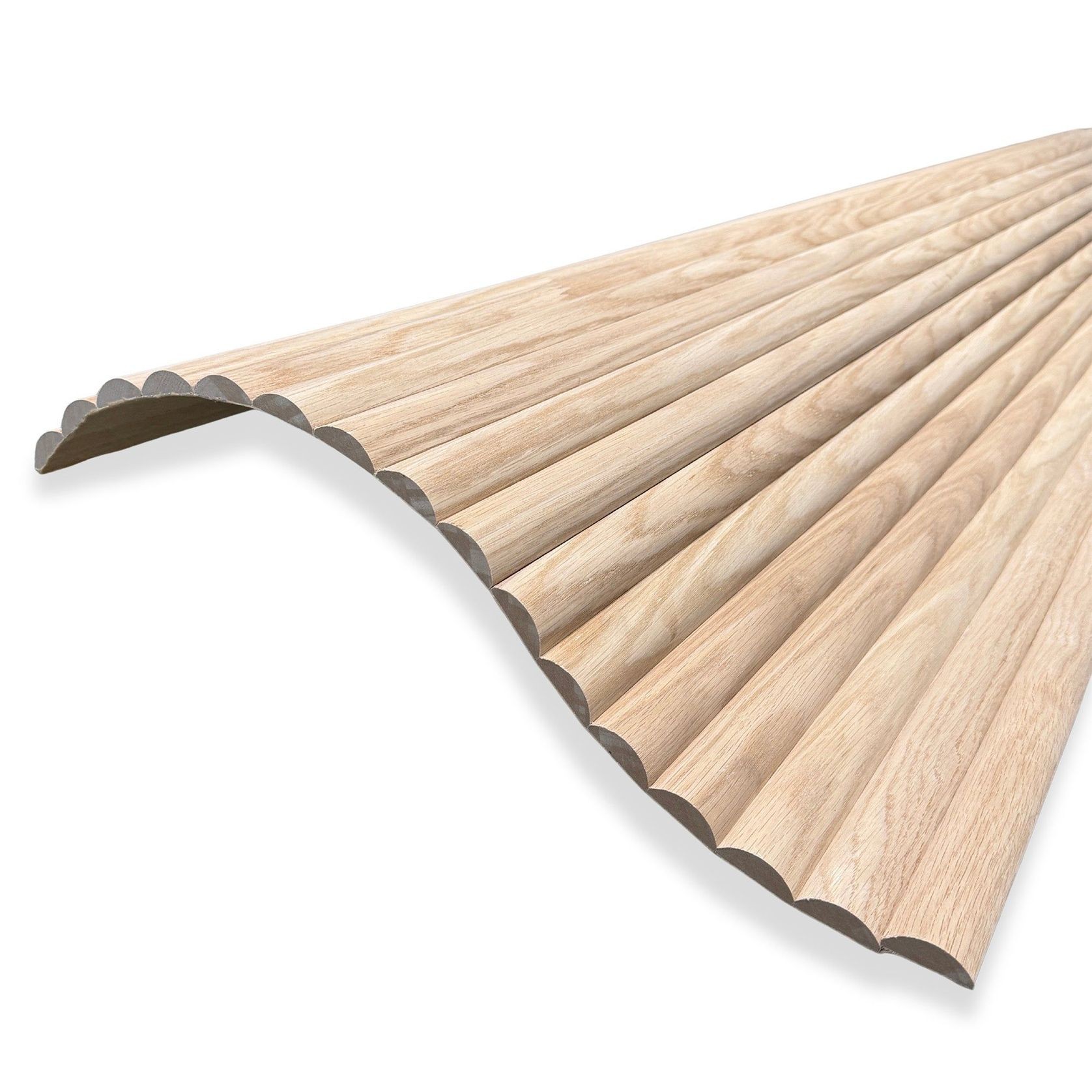 WOODFLEX Flexible Wooden Slat Wall Panel - Oak Veneer - 2700mm x 600mm - Half Round 37mm gallery detail image