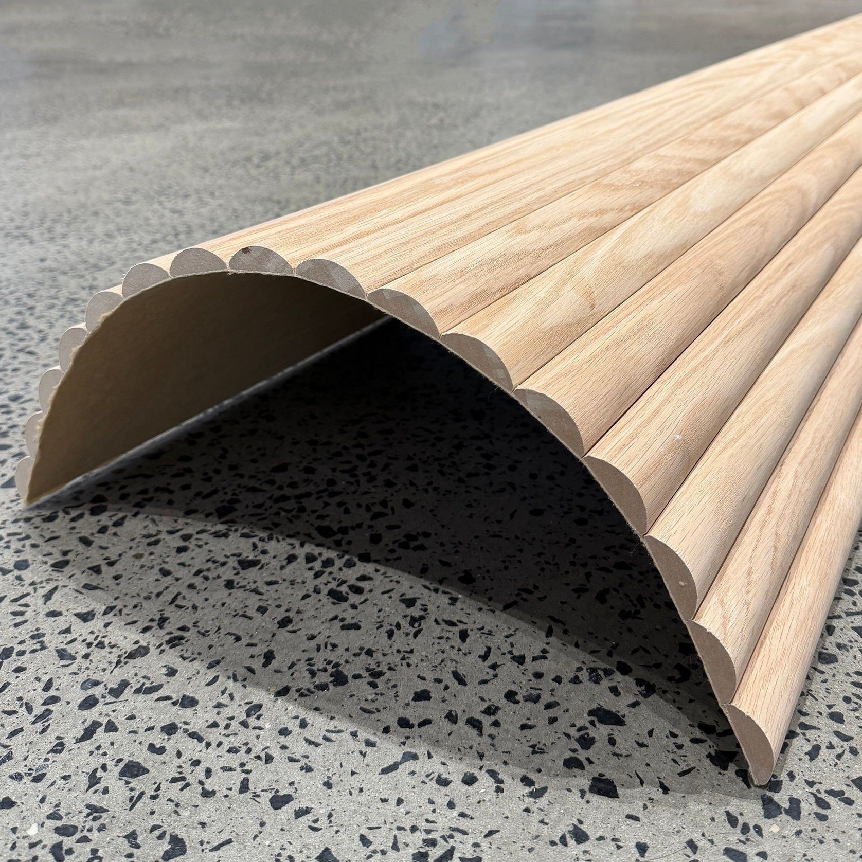 WOODFLEX Flexible Wooden Slat Wall Panel - Oak Veneer - 2700mm x 600mm - Half Round 37mm gallery detail image