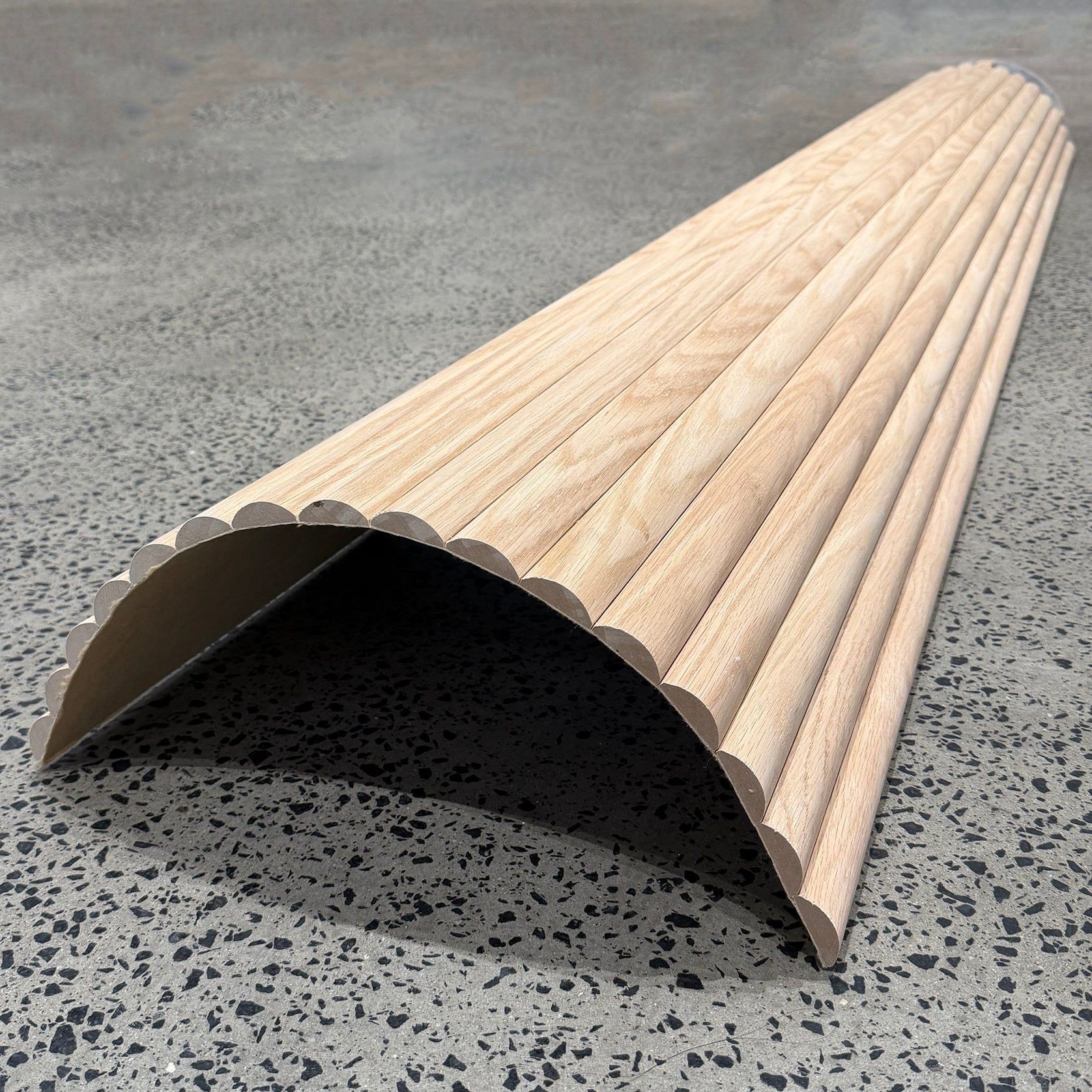 WOODFLEX Flexible Wooden Slat Wall Panel - Oak Veneer - 2700mm x 600mm - Half Round 37mm gallery detail image