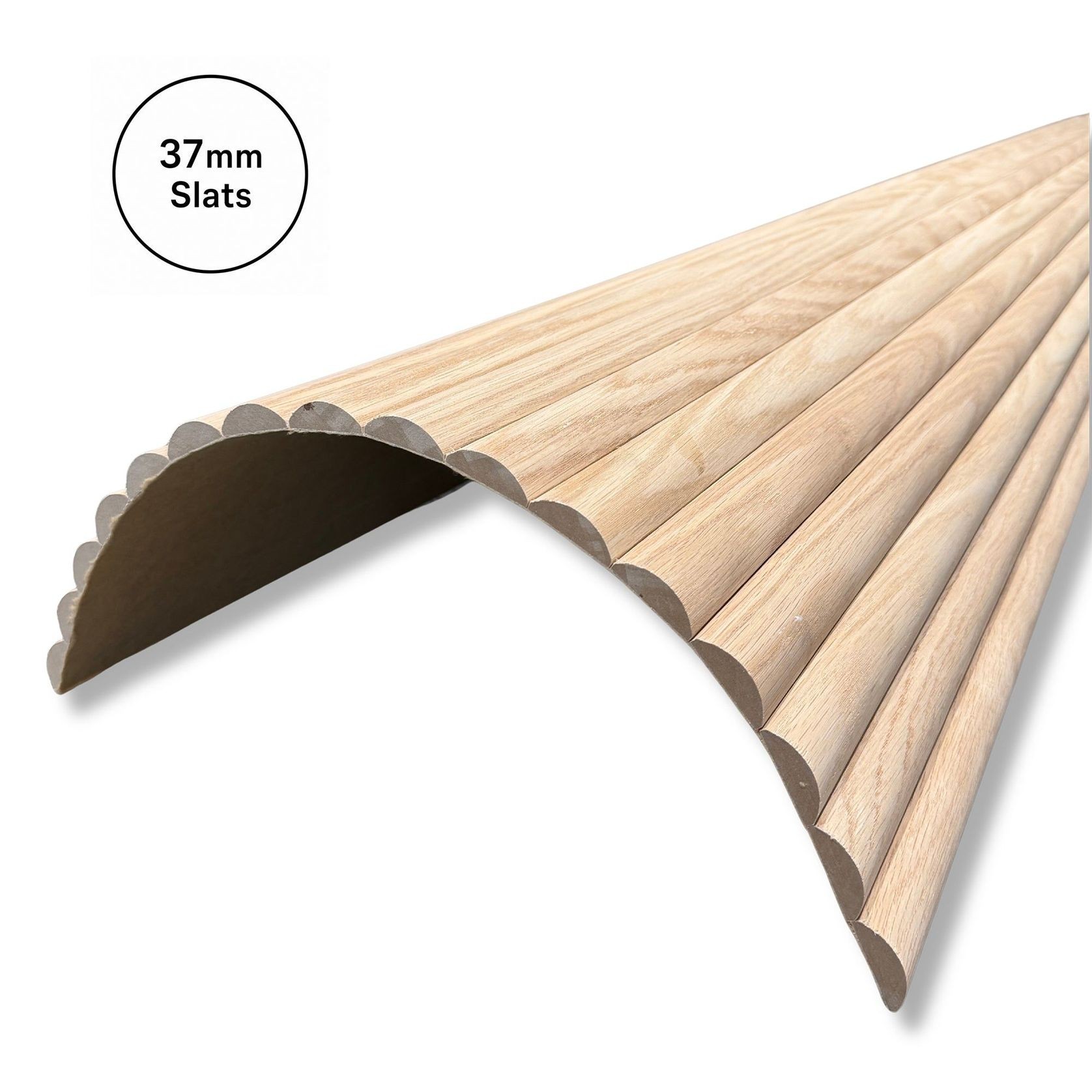 WOODFLEX Flexible Wooden Slat Wall Panel - Oak Veneer - 2700mm x 600mm - Half Round 37mm gallery detail image