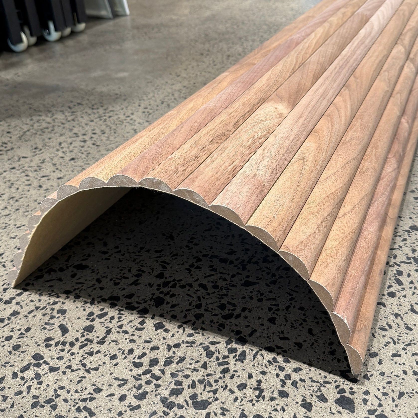 WOODFLEX Flexible Wooden Slat Wall Panel - Walnut Veneer - 2700mm x 600mm - Half Round 37mm gallery detail image