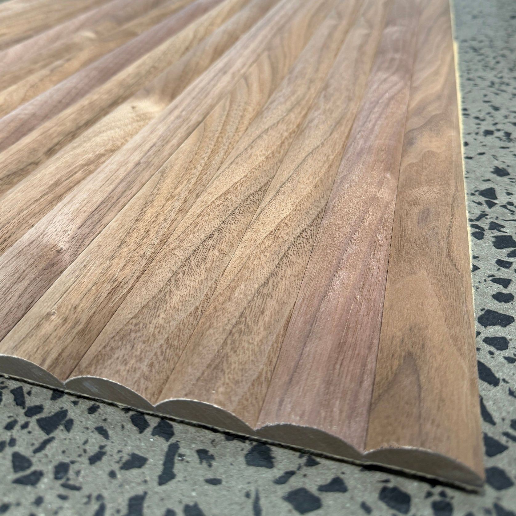 WOODFLEX Flexible Wooden Slat Wall Panel - Walnut Veneer - 2700mm x 600mm - Half Round 37mm gallery detail image