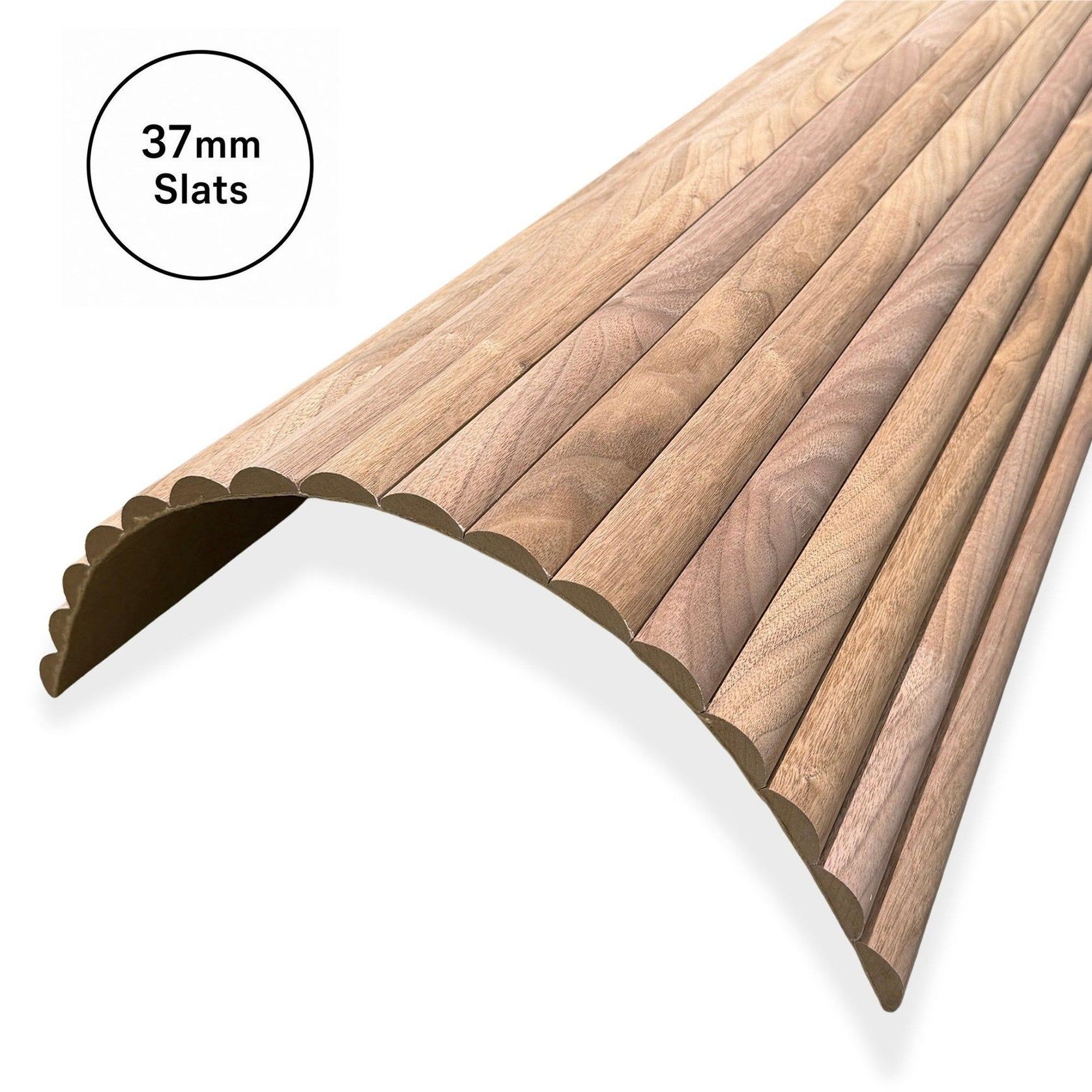 WOODFLEX Flexible Wooden Slat Wall Panel - Walnut Veneer - 2700mm x 600mm - Half Round 37mm gallery detail image