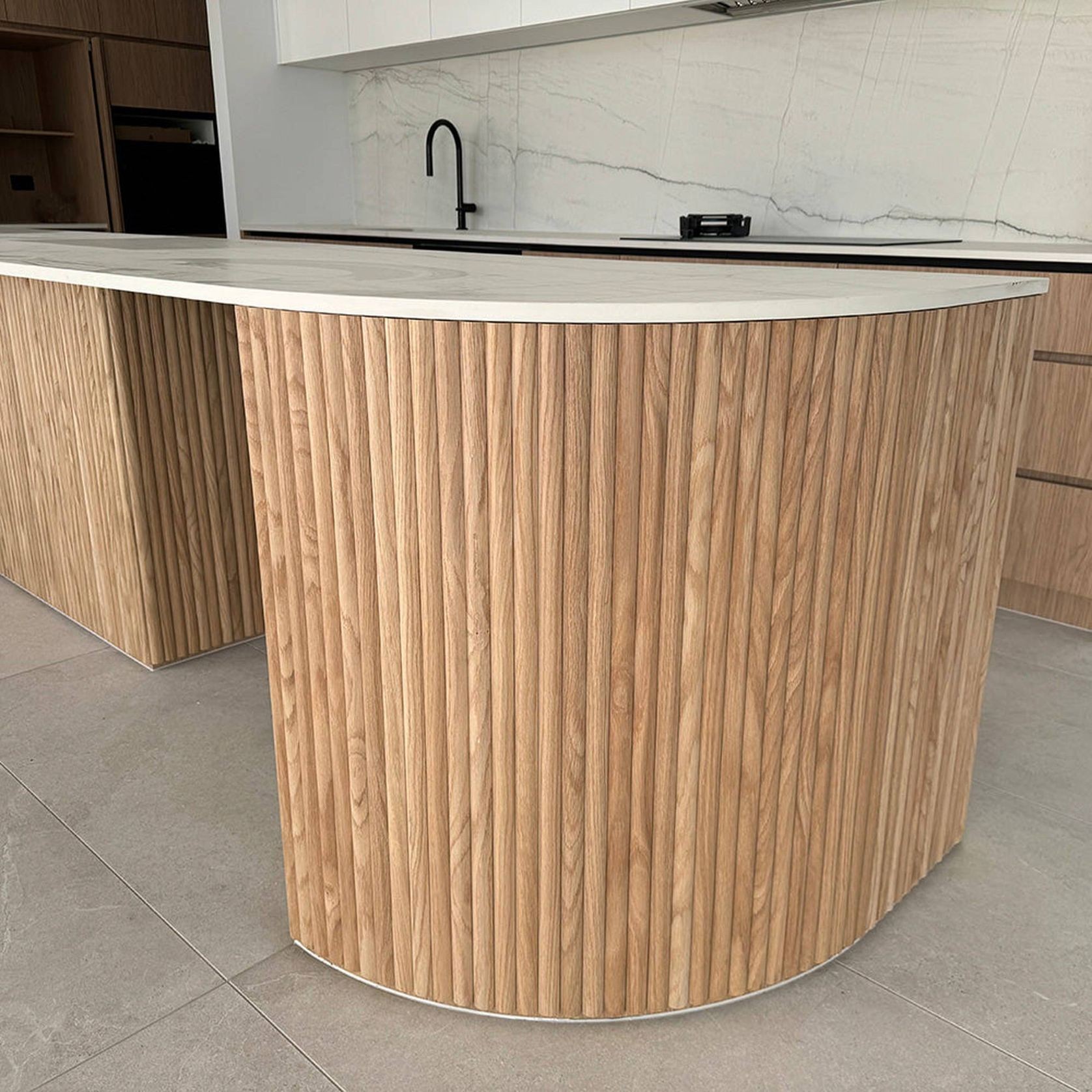 WOODFLEX Flexible Wooden Slat Wall Panel - Oak Veneer - 3000mm x 600mm - Half Round gallery detail image