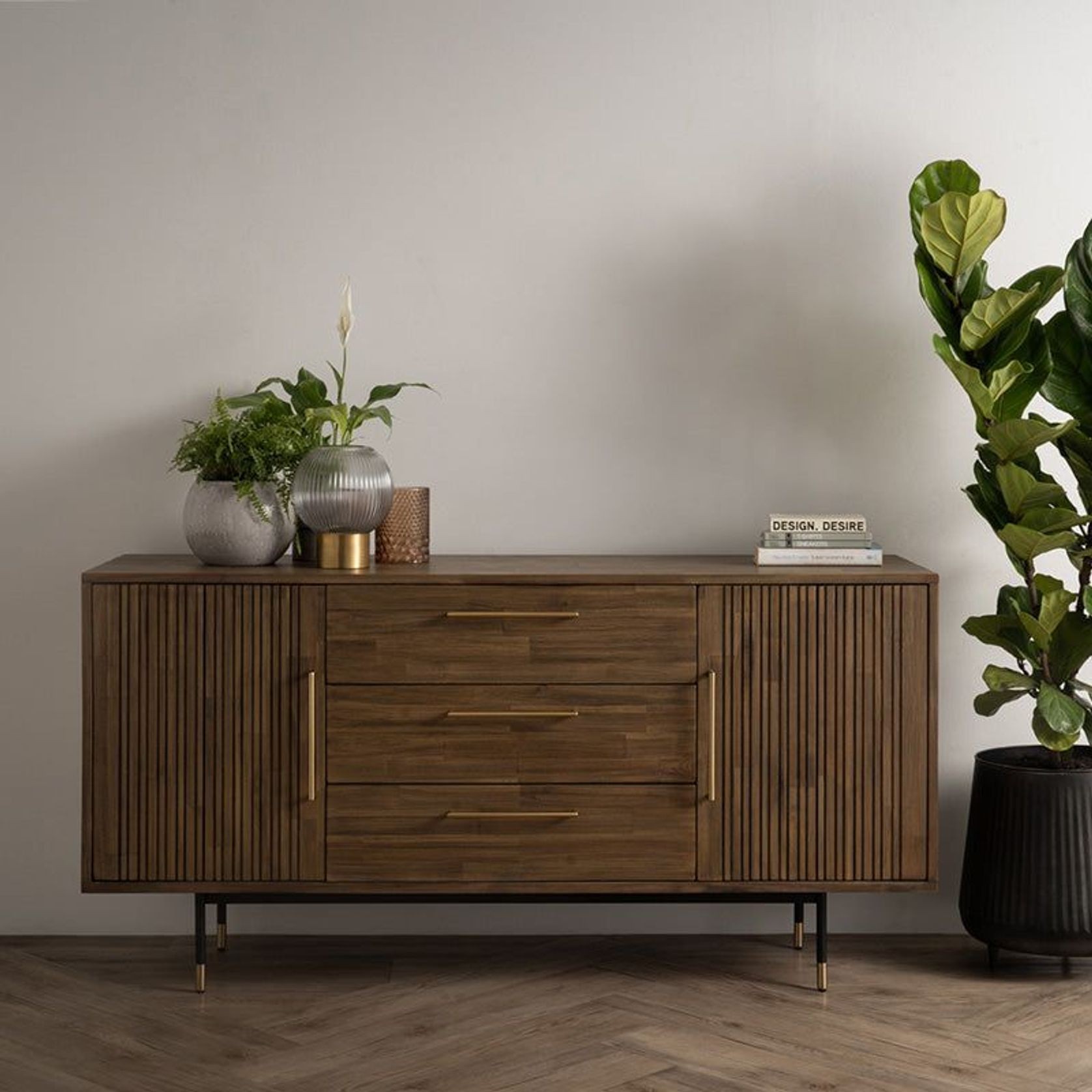 HAMILTON Sideboard Buffet Solid Acacia Wood 160cm - Toffee Colour gallery detail image