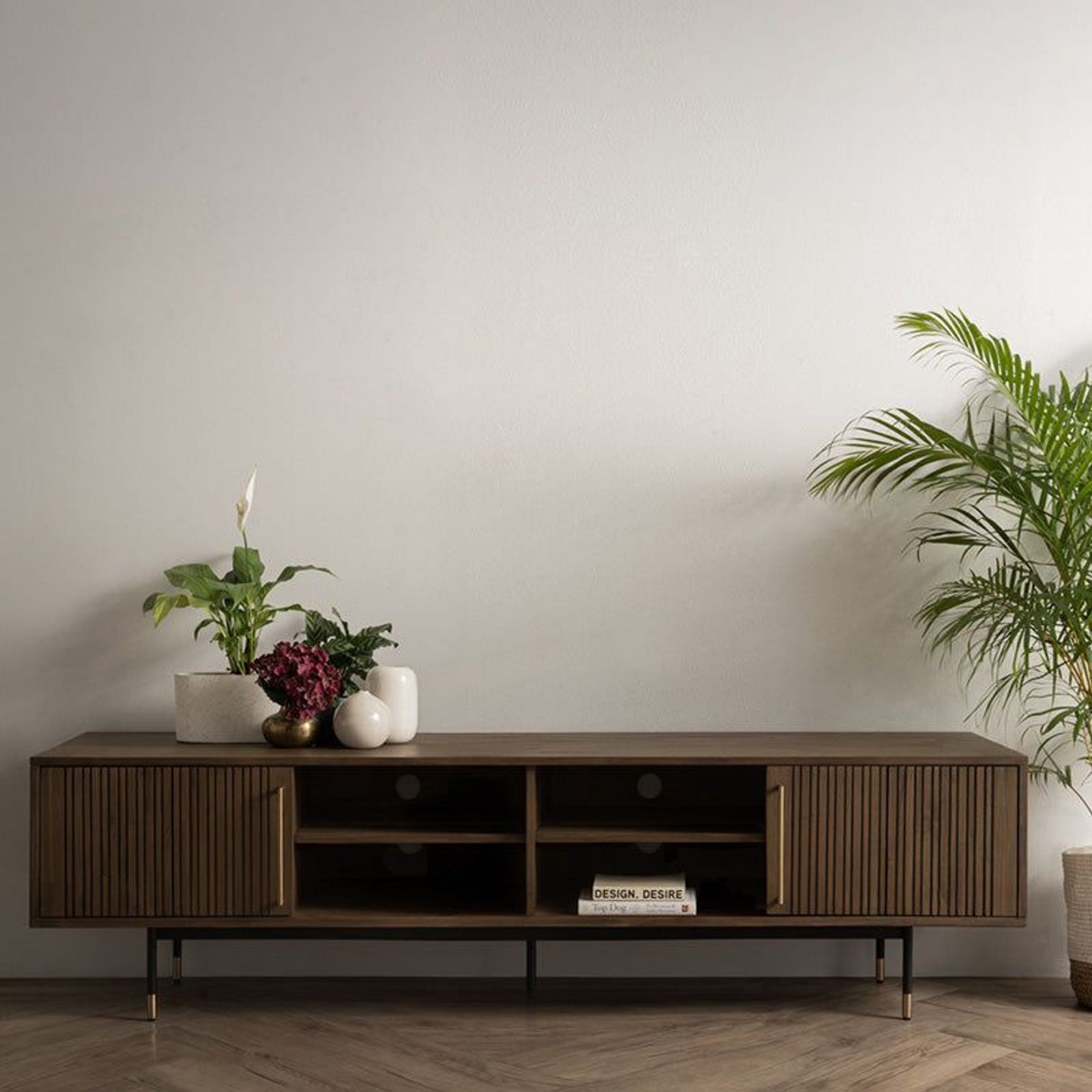 HAMILTON Entertainment TV Unit Solid Acacia Wood 200cm - Toffee Colour gallery detail image