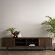 HAMILTON Entertainment TV Unit Solid Acacia Wood 200cm - Toffee Colour gallery detail image