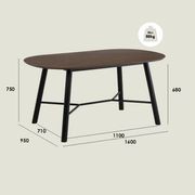 HAROLD Dining Table 160cm - Walnut & Black gallery detail image