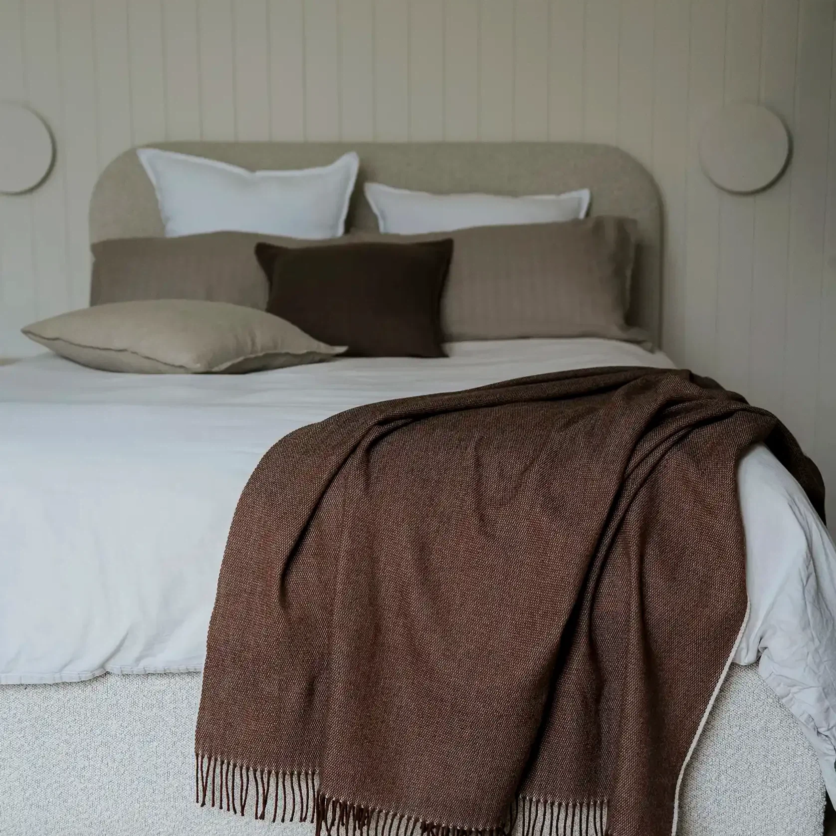 Weave Harris Merino Lambswool Throw - Acorn gallery detail image