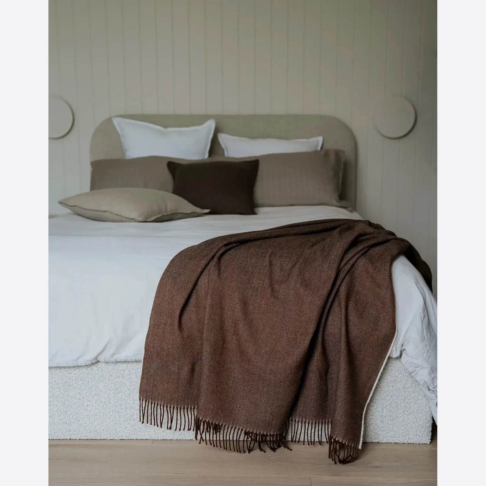 Weave Harris Merino Lambswool Throw - Acorn gallery detail image