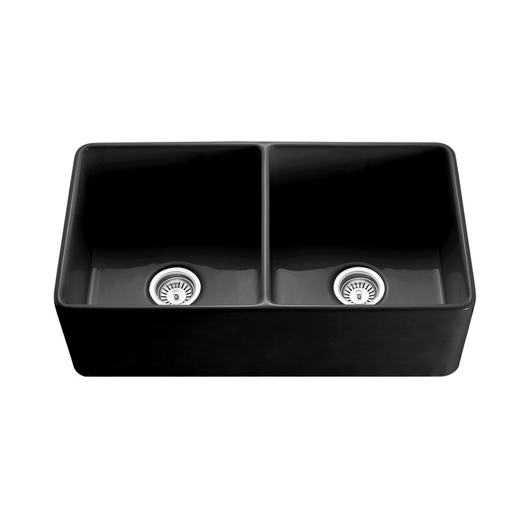 Hartley Double Farmhouse Fireclay Sink | Satin Black gallery detail image