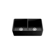 Hartley Double Farmhouse Fireclay Sink | Satin Black gallery detail image