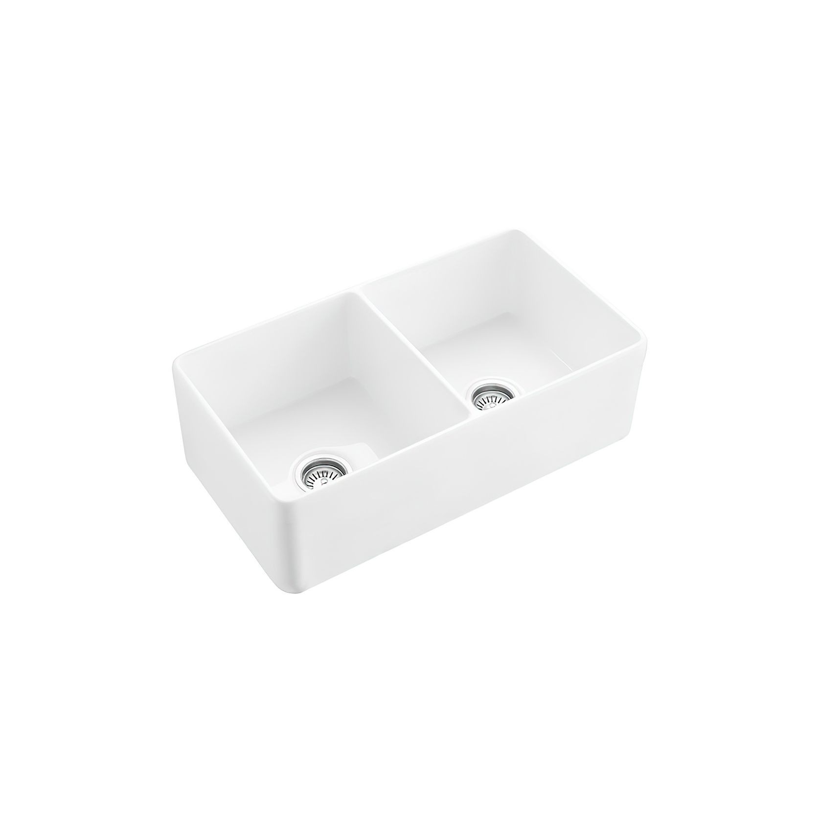 Hartley Double Farmhouse Fireclay Sink | Gloss White gallery detail image