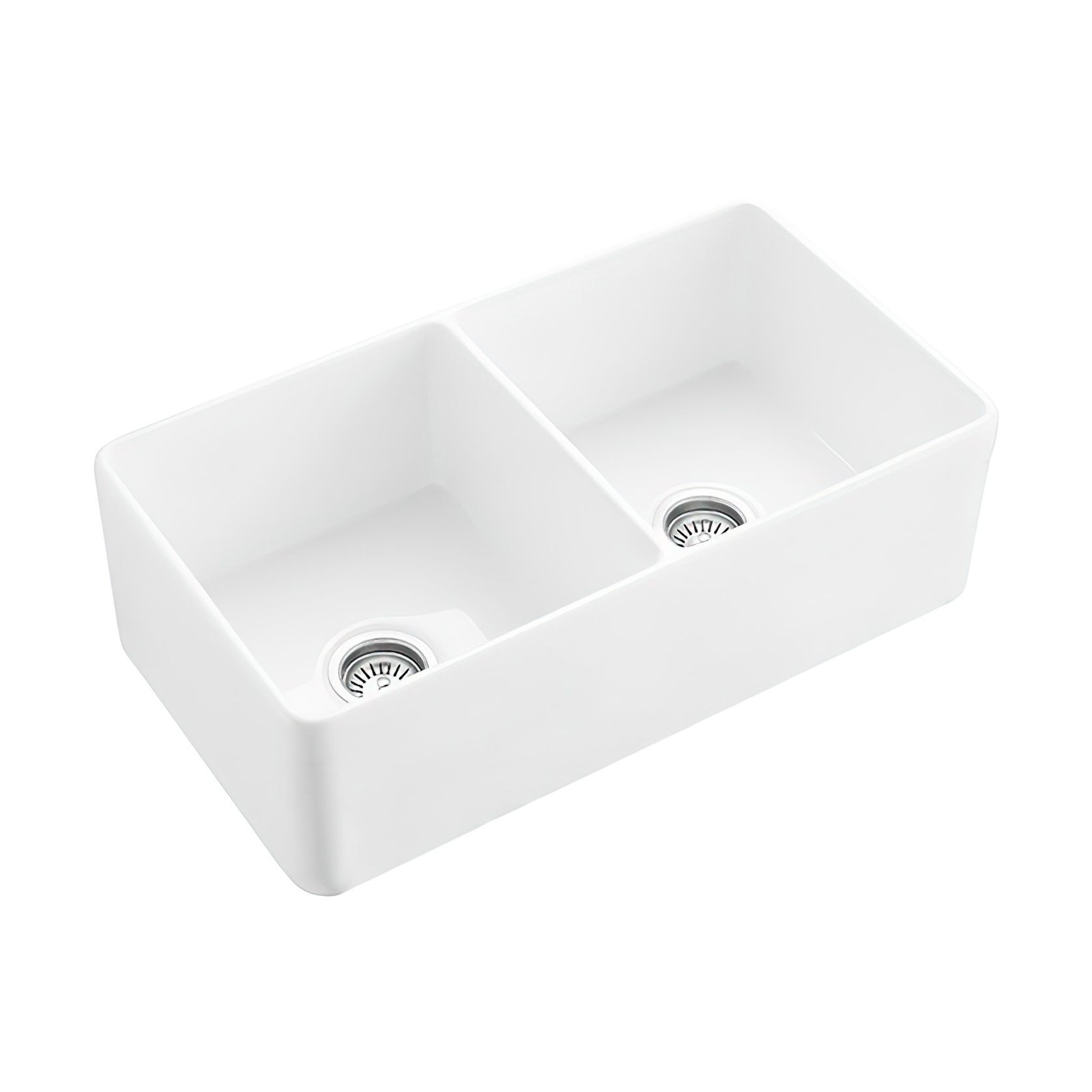 Hartley Double Farmhouse Fireclay Sink | Gloss White gallery detail image