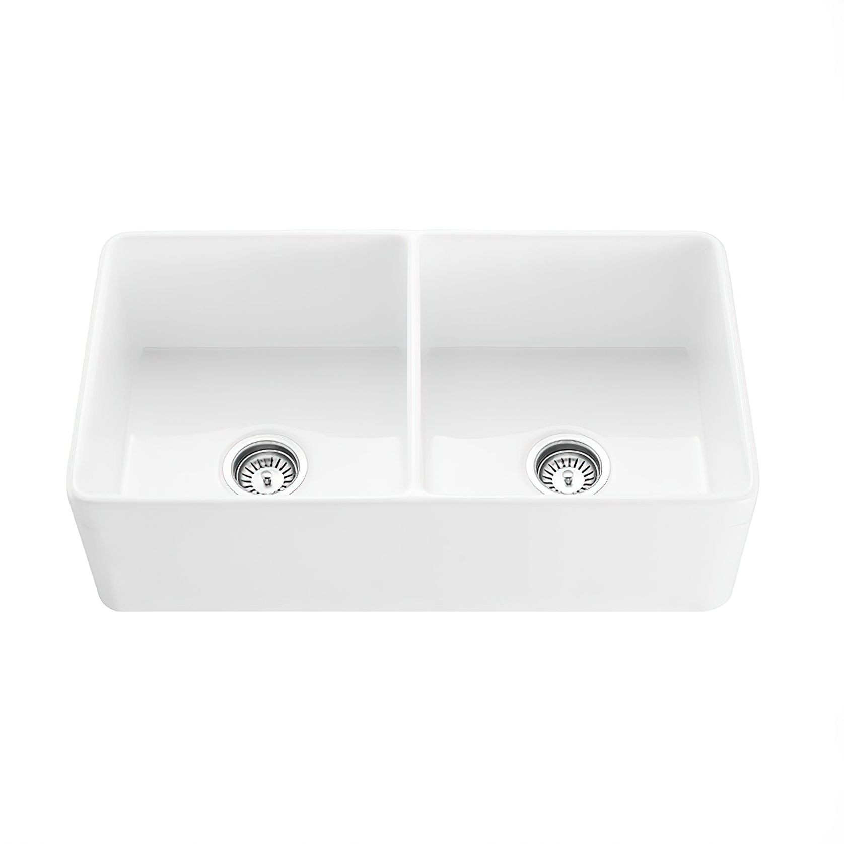Hartley Double Farmhouse Fireclay Sink | Gloss White gallery detail image