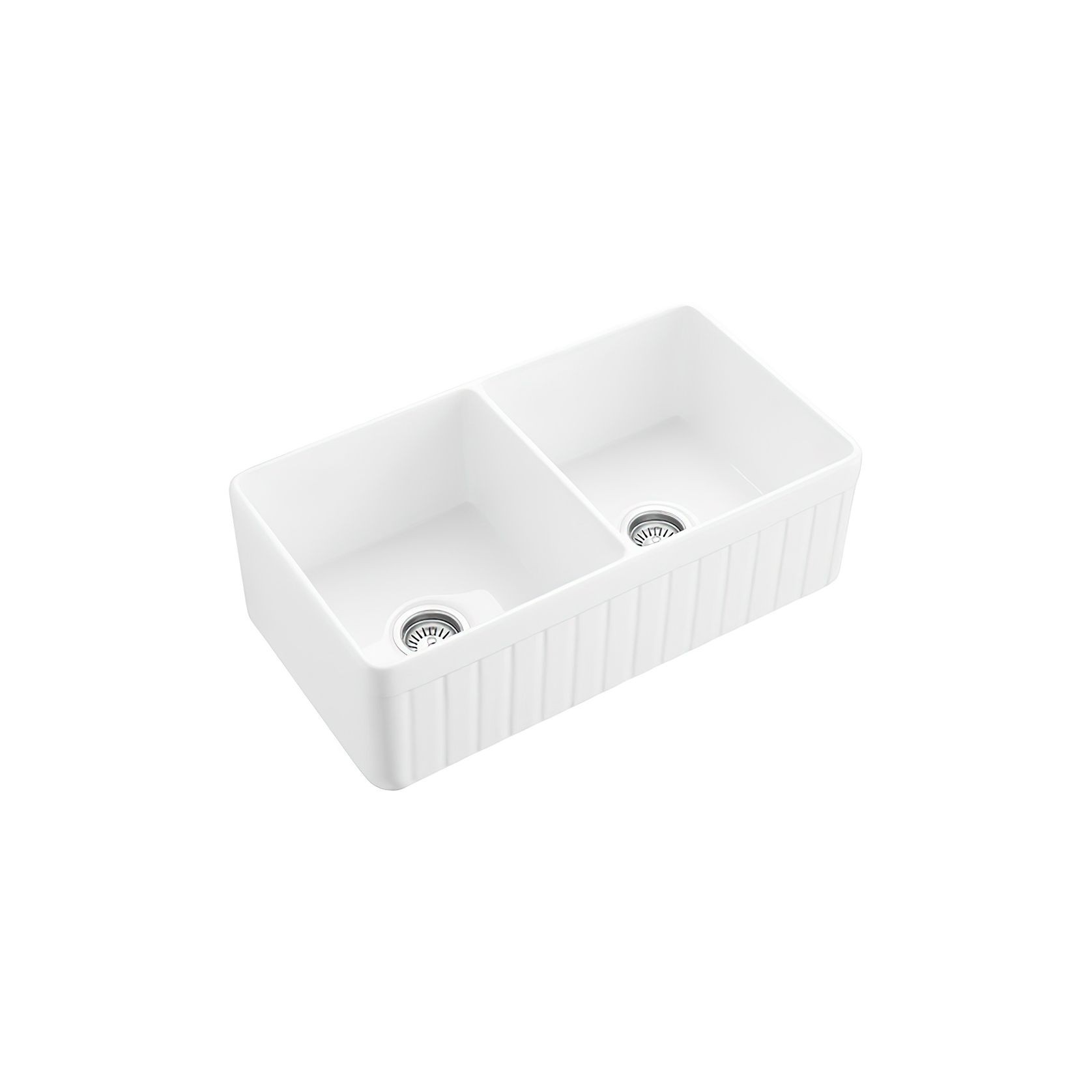 Hartley Double Farmhouse Fireclay Sink | Gloss White gallery detail image