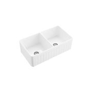 Hartley Double Farmhouse Fireclay Sink | Gloss White gallery detail image