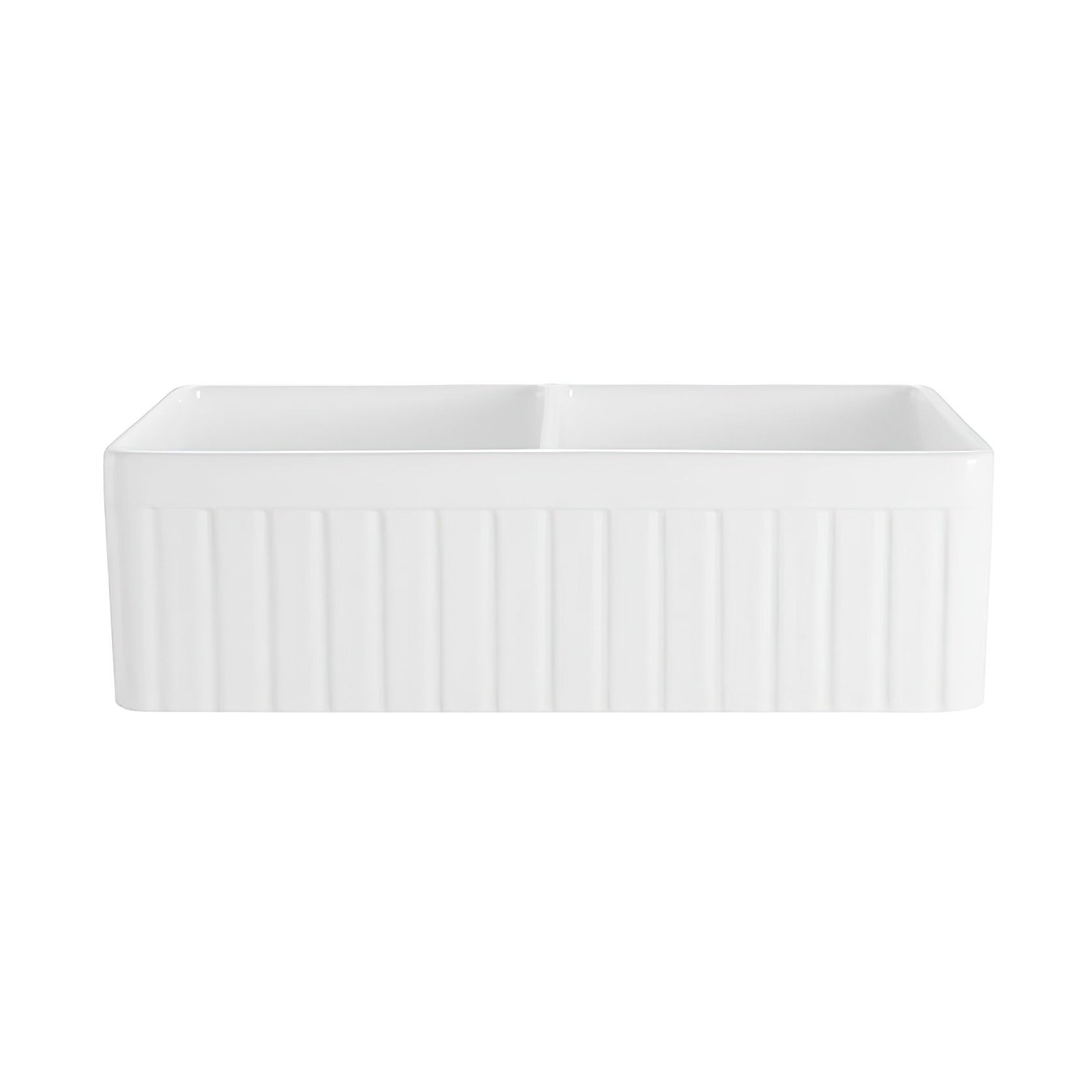 Hartley Double Farmhouse Fireclay Sink | Gloss White gallery detail image